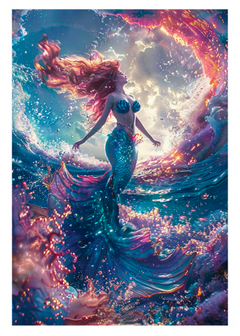 Celestial Mermaid Magic: Enchanted Ocean Fantasy Greeting Card