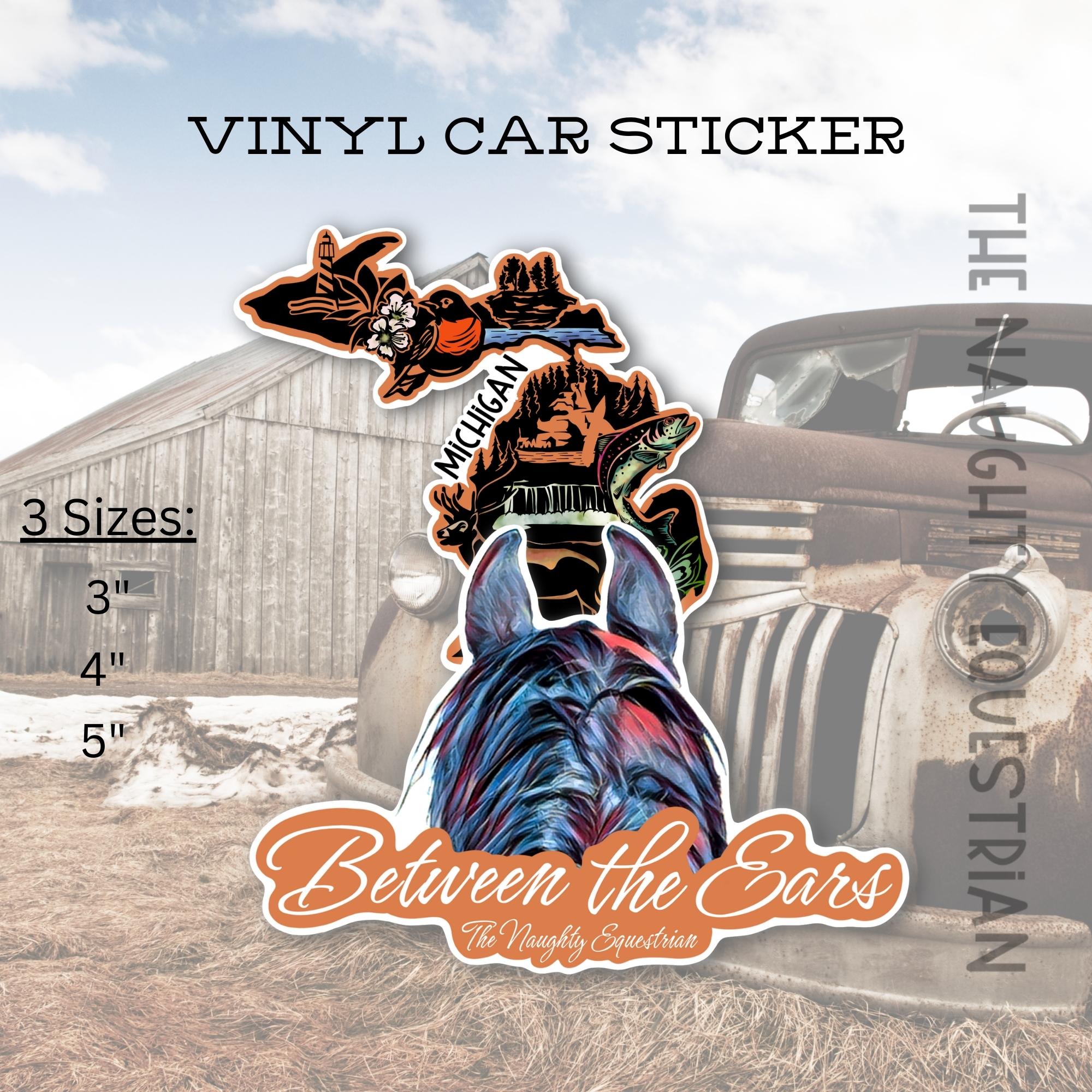 Michigan Between the Ears Series Sticker, Vinyl Car Decal