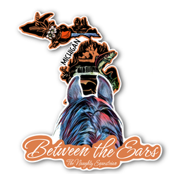 Michigan Between the Ears Series Sticker, Laptop Sticker, Western Vinyl Decal