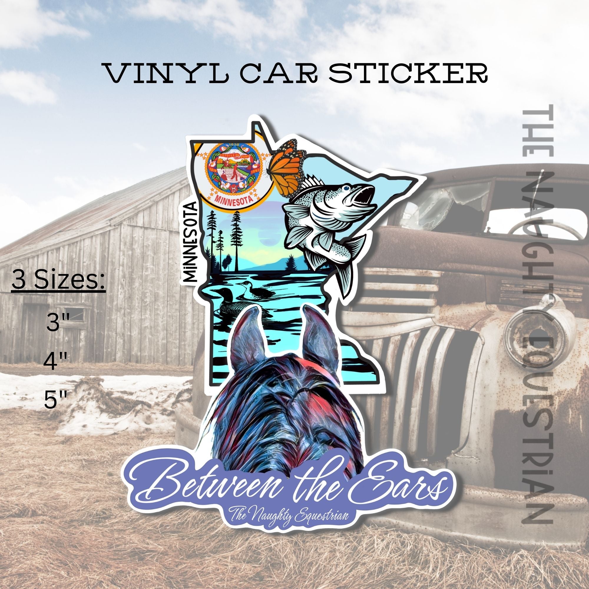 Minnesota Between the Ears Series Sticker, Vinyl Car Decal