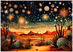 Desert Sky Spectacle: New Year Fireworks Art Print