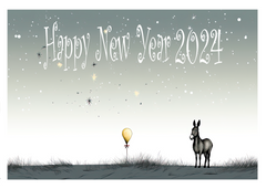 Donkey New Year Celebration Card