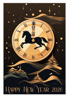 Black Horse New Year Celebration Card