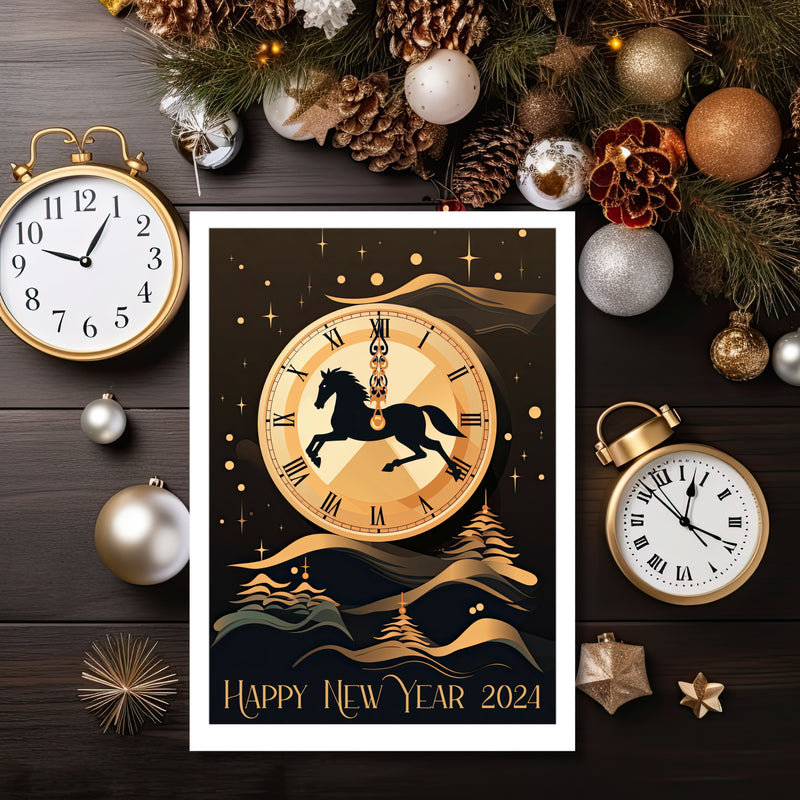 Black Horse New Year Celebration Card