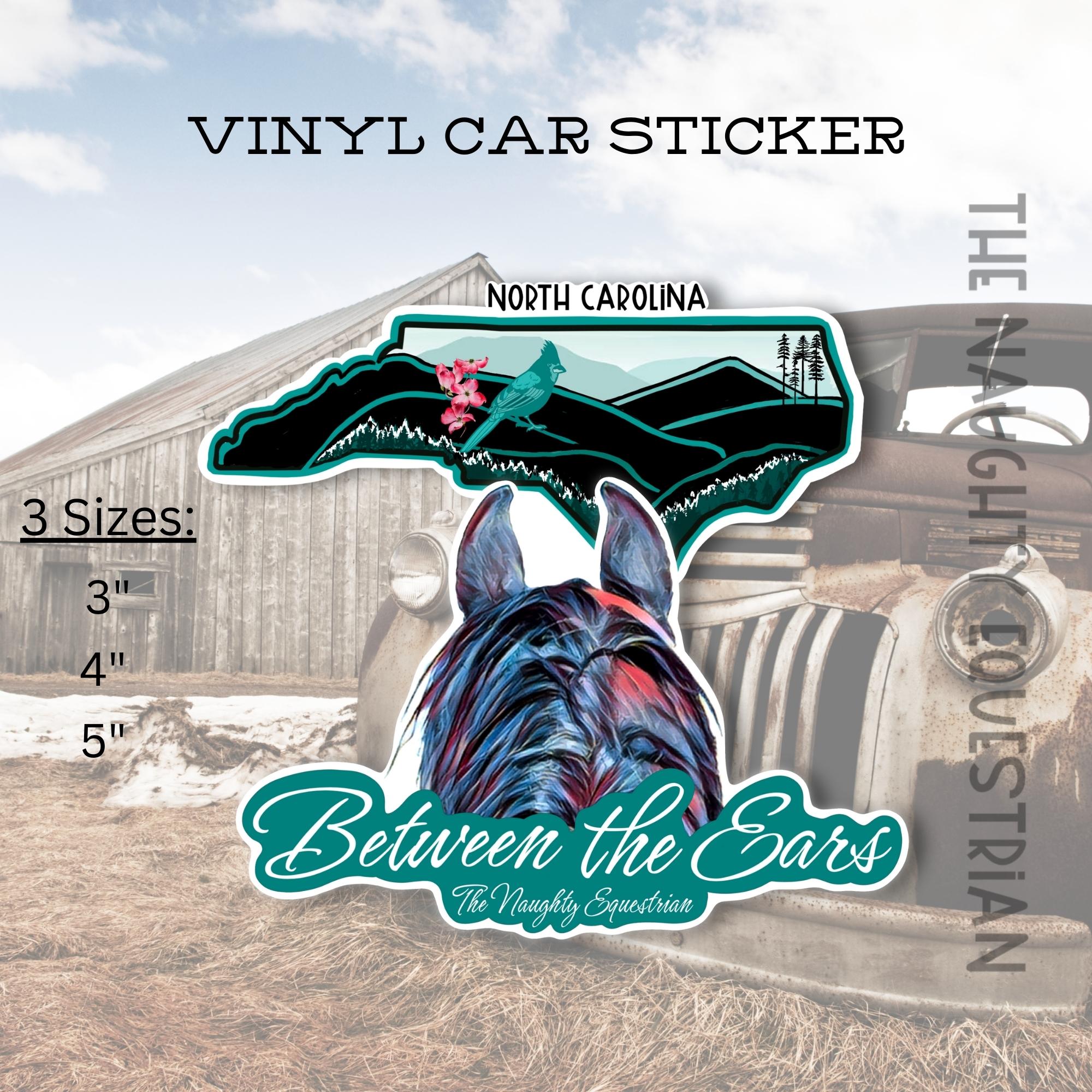 North Carolina Between the Ears Series Sticker, Vinyl Car Decal