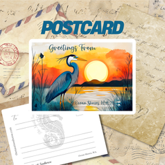 Ocean Shores Heron Lake Postcard, Washington City Postcards, 5x7 Glossy Collectibles