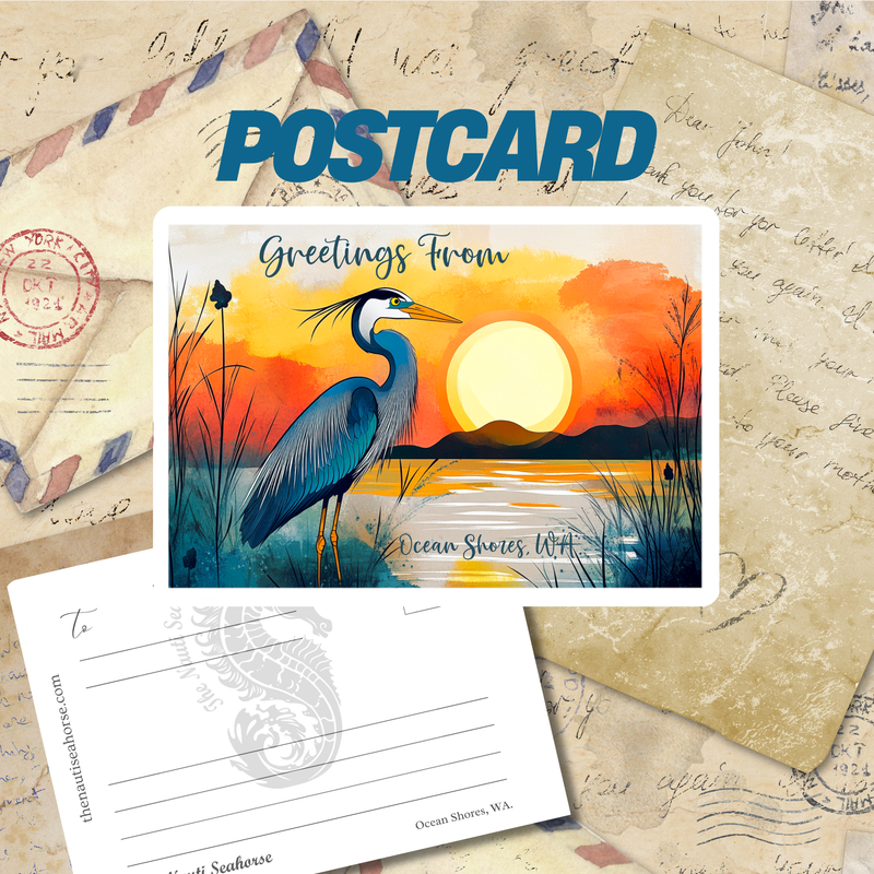 Ocean Shores Heron Lake Postcard, Washington City Postcards, 5x7 Glossy Collectibles