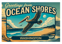 Ocean Shores Heron Postcard, Washington City Postcards, 5x7 Glossy Collectibles