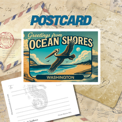 Ocean Shores Heron Postcard, Washington City Postcards, 5x7 Glossy Collectibles
