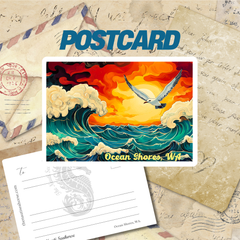 Ocean Shores Beach Waves Postcard, Washington City Postcards, 5x7 Glossy Collectibles