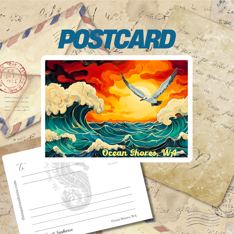 Ocean Shores Beach Waves Postcard, Washington City Postcards, 5x7 Glossy Collectibles