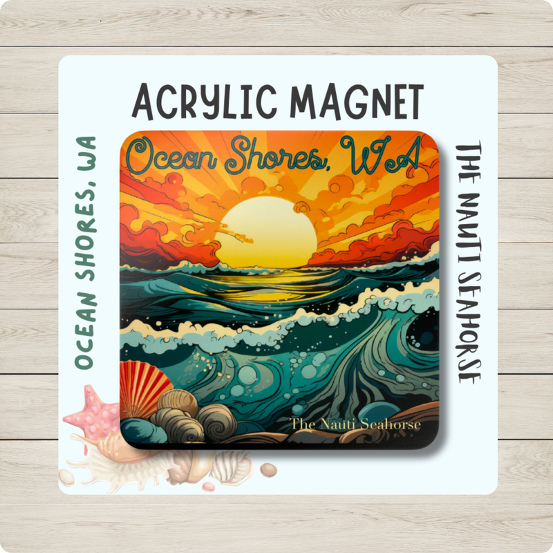 Ocean Shores Seascape Fridge Magnet

Elevate your beach vibes with our Ocean Shores Seascape Fridge Magnet. Featuring a stunning seascape with vibrant orange and blue-green hues, this magnet will transport you to the coastal town of Ocean Shores, WA. The perfect addition to your fridge for a touch of seaside charm.

Durable magnets can be used as fridge, desk, or decorative magnets.

Each magnet is a 2