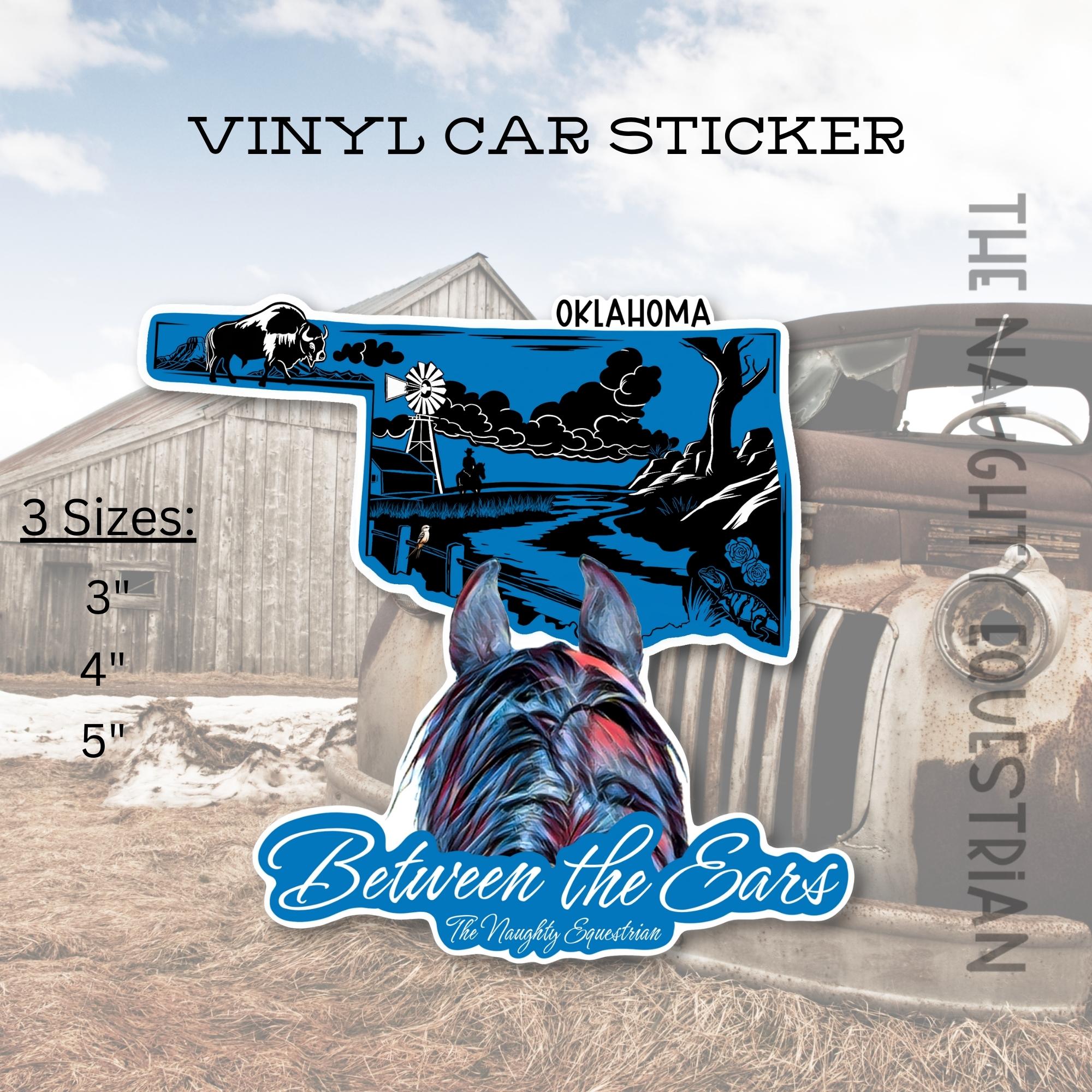 Oklahoma Between the Ears Series Sticker, Vinyl Car Decal