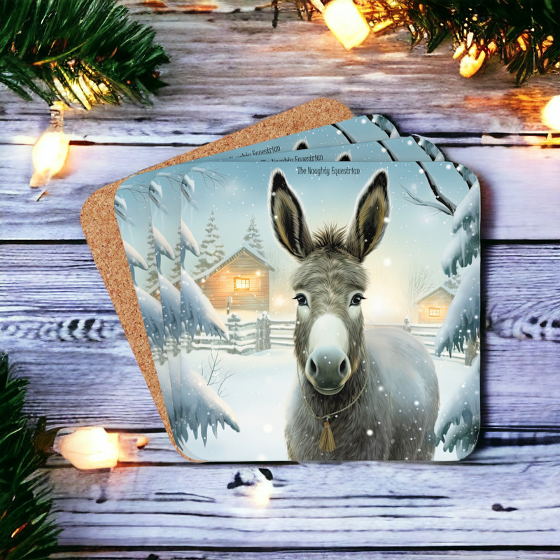 Donkey Holiday Christmas Coaster Set