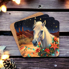 Desert Horse Holiday Christmas Coaster Set