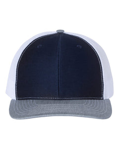 Blue Collar Degenerate Trucker Hat – Richardson 112 in Navy/White/Heather Grey