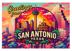 Greetings from San Antonio, Texas City Postcards, Red Truck, 5x7 Glossy Collectibles