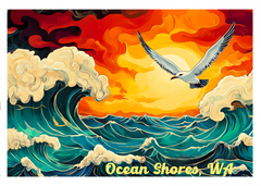 Ocean Shores Beach Waves Postcard, Washington City Postcards, 5x7 Glossy Collectibles