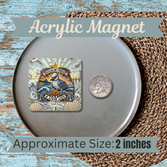 Seagull Stealin Fries Fridge Magnet

Add a quirky touch to your fridge with our Seagull Stealin Fries Fridge Magnet. This stoic seagull isn't afraid to sneak some of your Micky D's! With the words 'Stealin Fries and Livin Lies', it's a playful addition to your beach or coastal decor. (Fries not included!)

Durable magnets can be used as fridge, desk, or decorative magnets.

Each magnet is a 2"x 2" square with a 5 mm-thick transparent acrylic top.