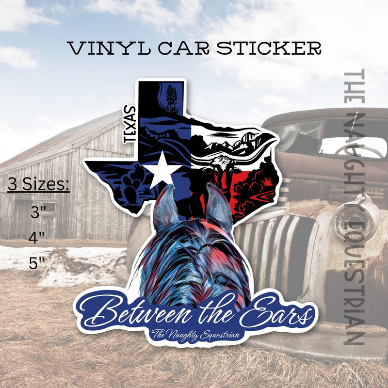 Texas Between the Ears Series Sticker, Vinyl Car Decal