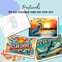 Ocean Shores Beach Waves Postcard, Washington City Postcards, 5x7 Glossy Collectibles