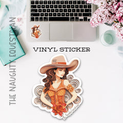 Western Style Fancy Cowgirl Sticker, Western Decal