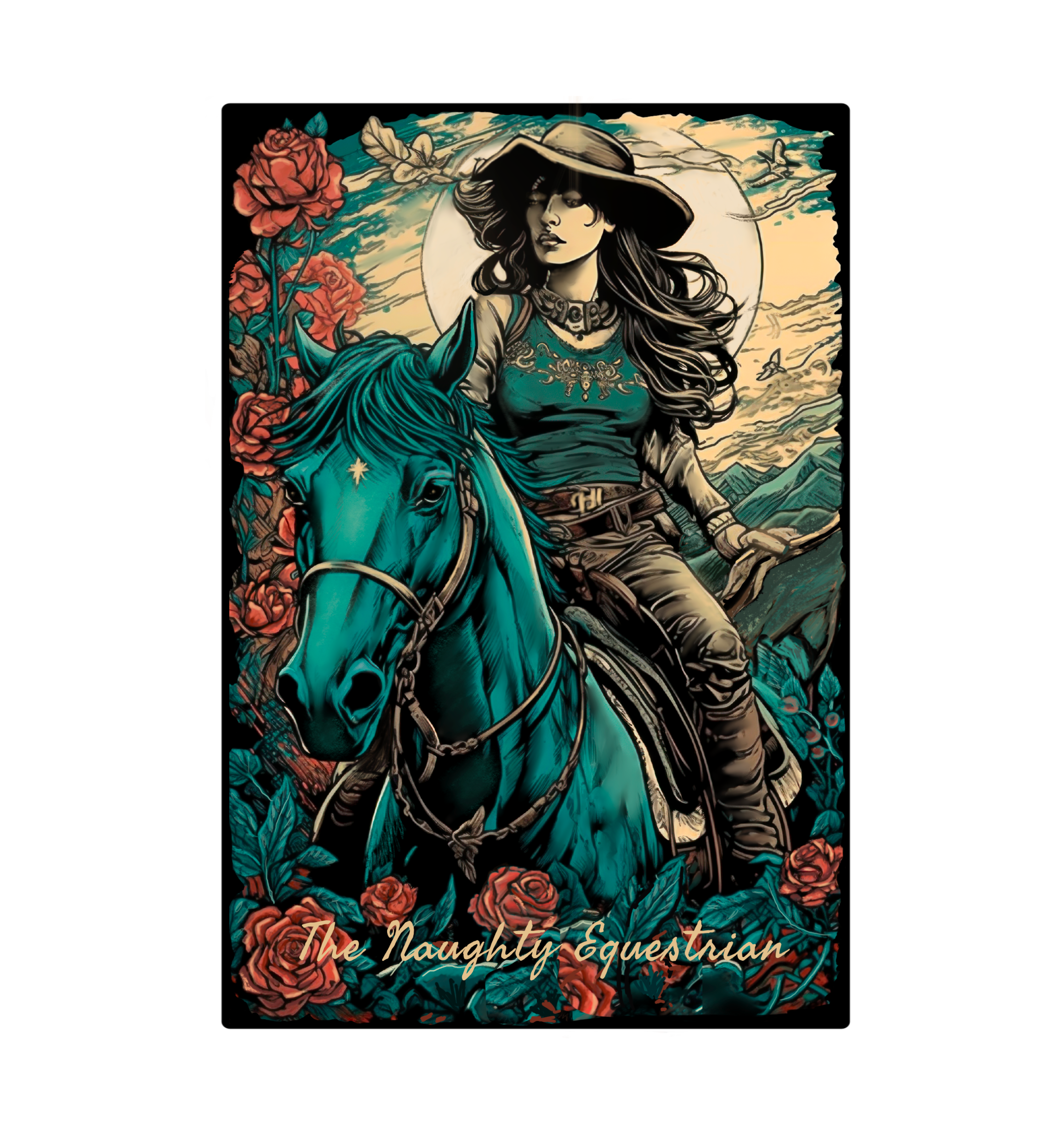 The Naughty Equestrian Western Vintage Rosie Cowgirl Sticker