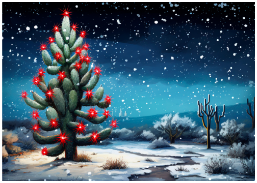 Cactus Cheer: Wishing You a Prickly Merry Christmas! Art Print