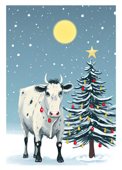 The Naughty Equestrian Wholesale Supplier Steer Holiday Lights Christmas Card