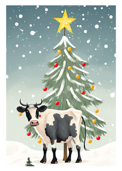 The Naughty Equestrian Cow Holiday Christmas Card