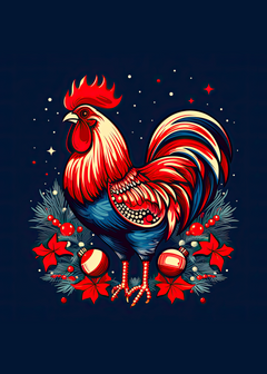 The Naughty Equestrian Wholesale Supplier Colorful Rooster Christmas Card