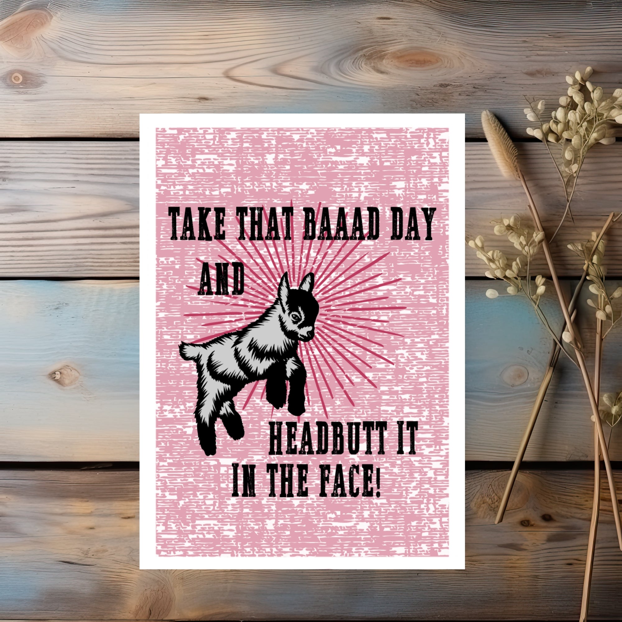 The Naughty Equestrian Baad Day Goat Farm Animal Greeting Card, Goat Birthday Card