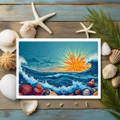 Sunny Shores and Serene Tides Greeting Card