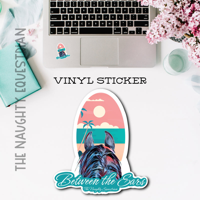 Beach Scene Between the Ears Series Sticker, Laptop Sticker, Western Vinyl Decal