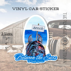Beach Sign Between the Ears Series Sticker, Vinyl Car Decal