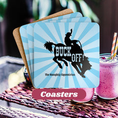 Blue Retro Buck Off Rodeo Coaster Set