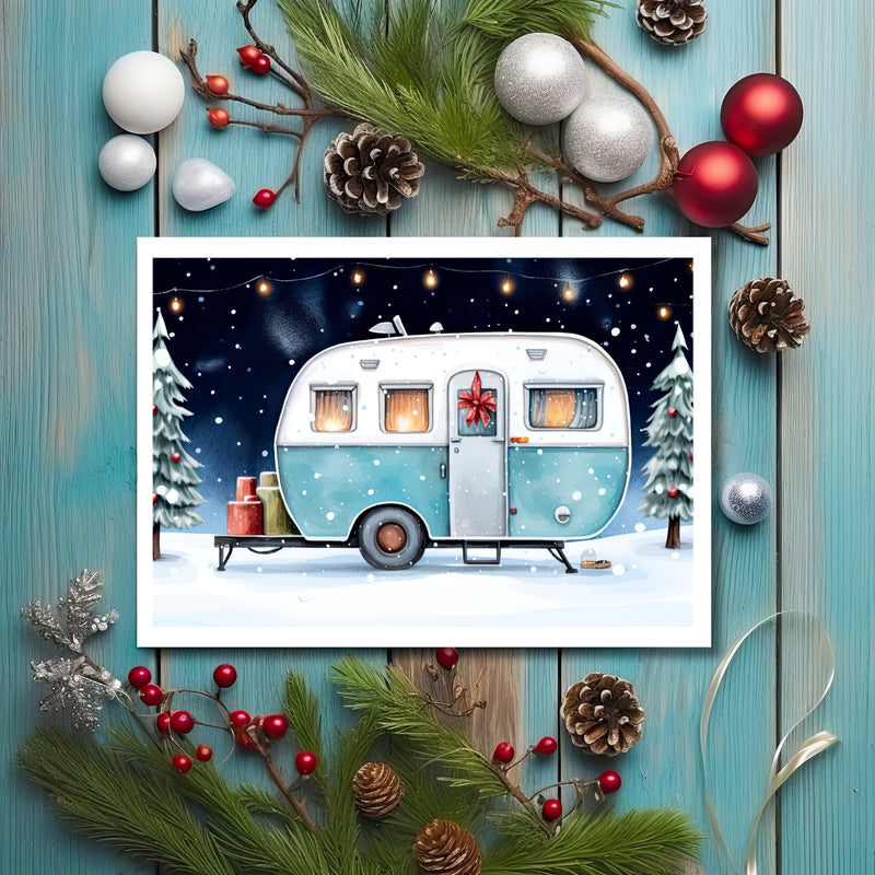 The Naughty Equestrian Wholesale Supplier Camper Holiday Christmas Card