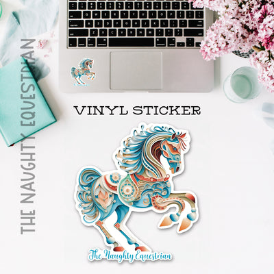 Carousel Horse Sticker, Western Decal