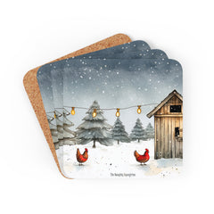 Chicken Holiday Lights Coaster Set