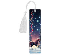 Starry Sky Christmas Horse Aluminum Bookmark