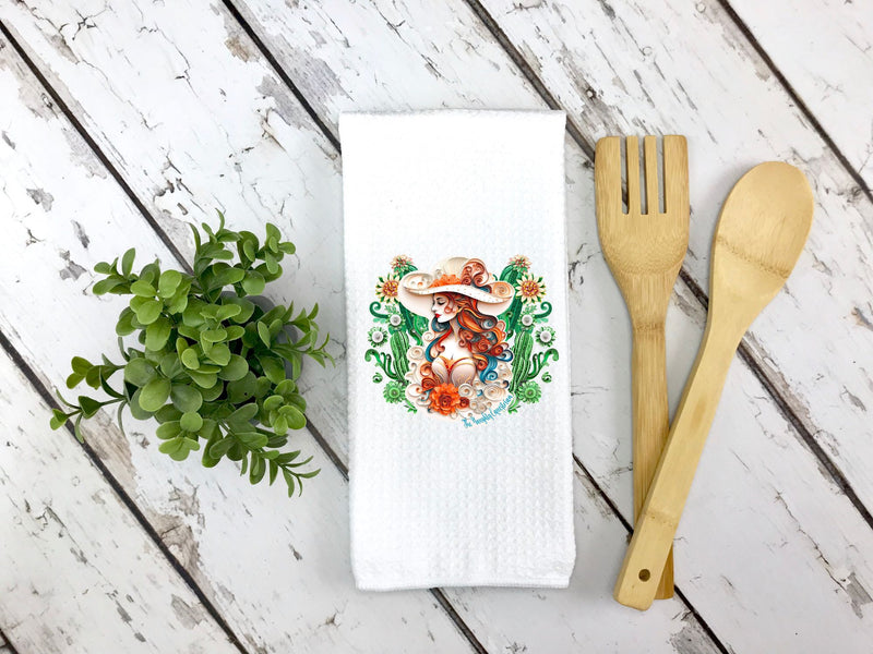 Cactus Cowgirl Western Kitchen Towel