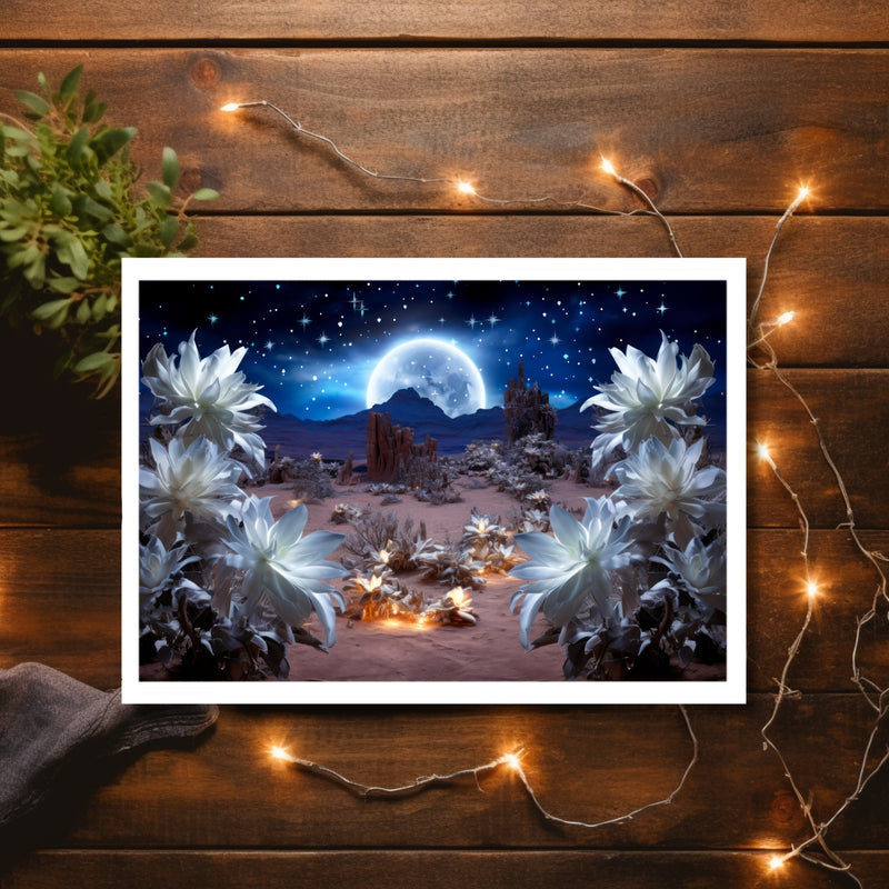 product title for Blue Moon Desert Cactus Greeting Card