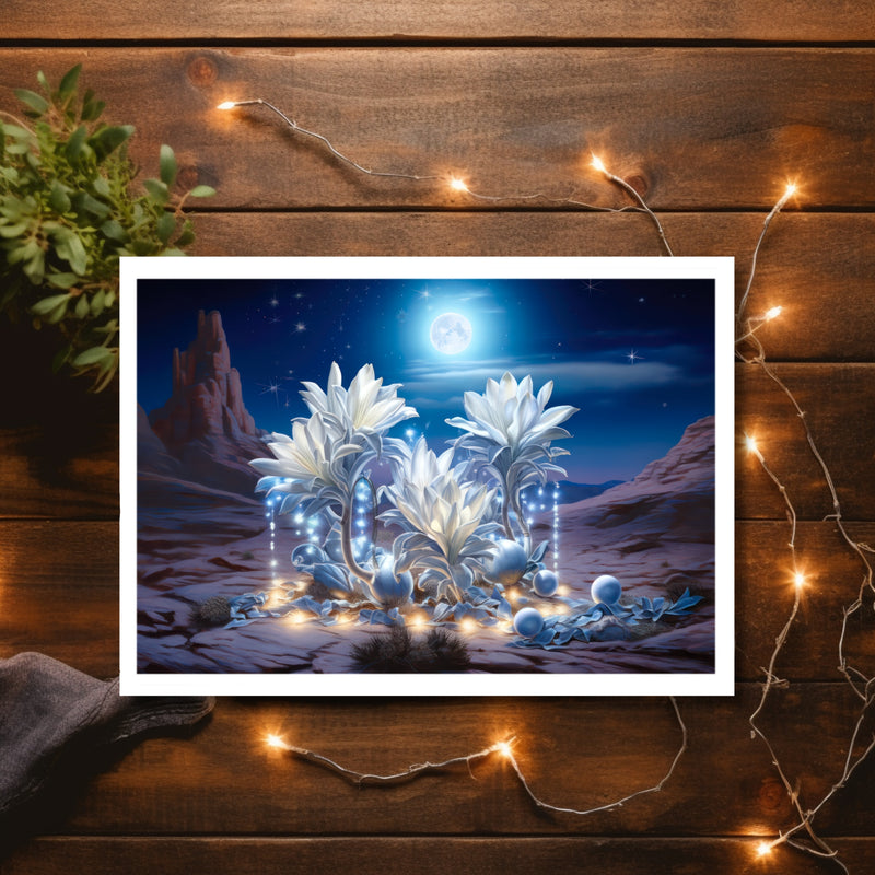 Desert Nights: Blue Moon Cactus Greeting Card