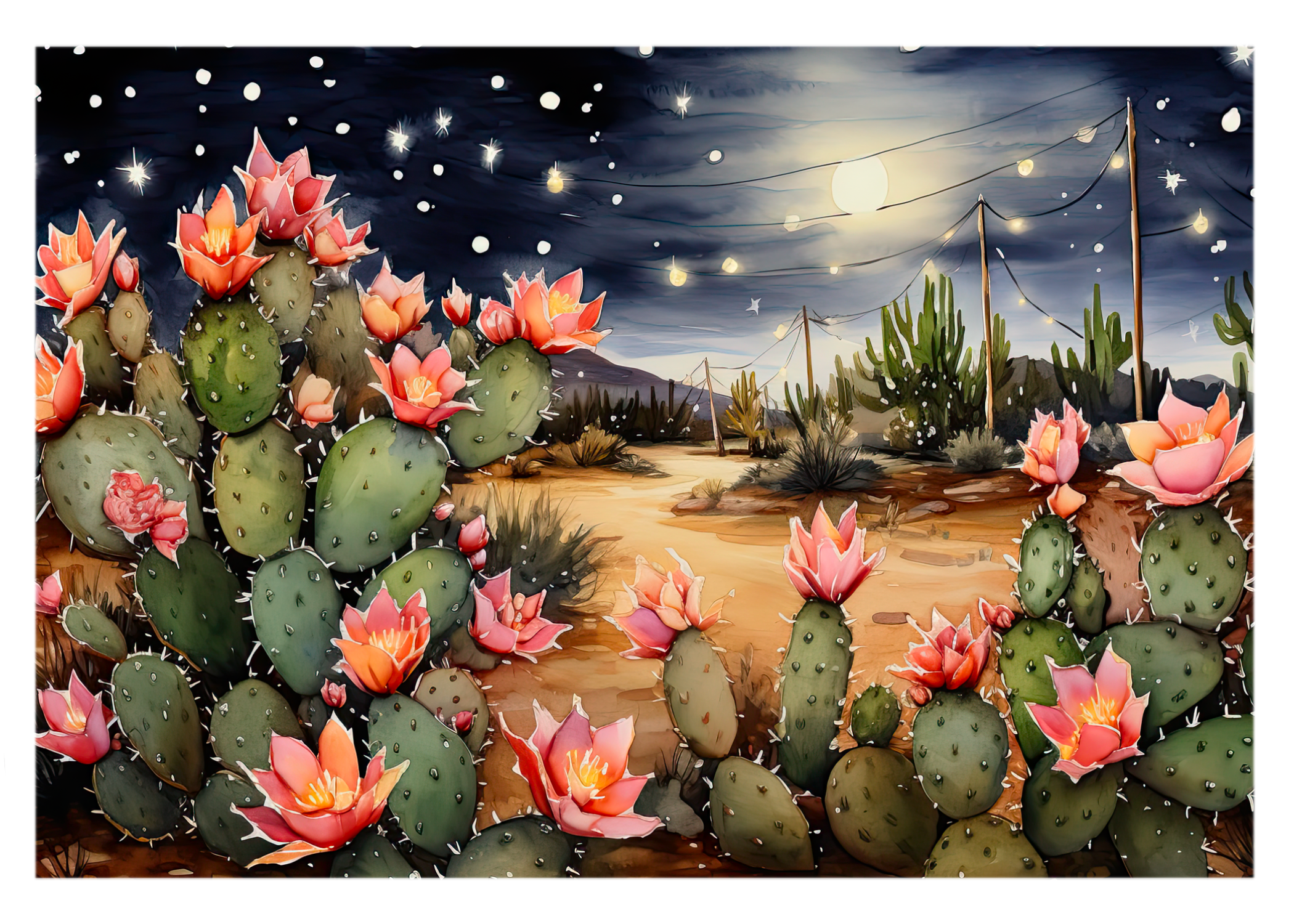 Desert Full Moon Greeting Card