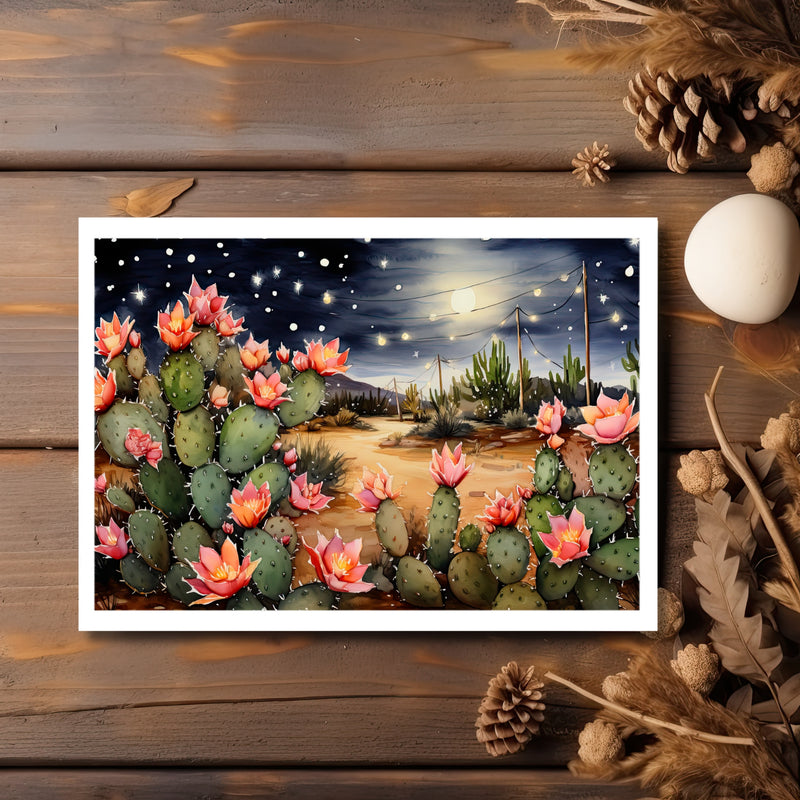 product title for starry sky Desert Moon Greeting Card
