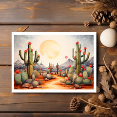 Sunny Serenity: Desert Prickly Cactus Greeting Card