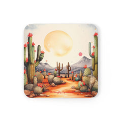 Sunny Serenity: Desert Prickly Cactus Coaster Set