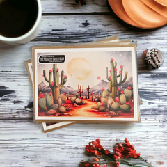 Sunny Serenity: Desert Prickly Cactus Greeting Card