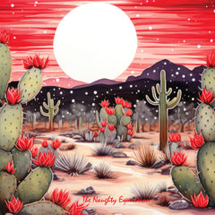 Sunset Blooms: Radiant Cactus Coaster Set
