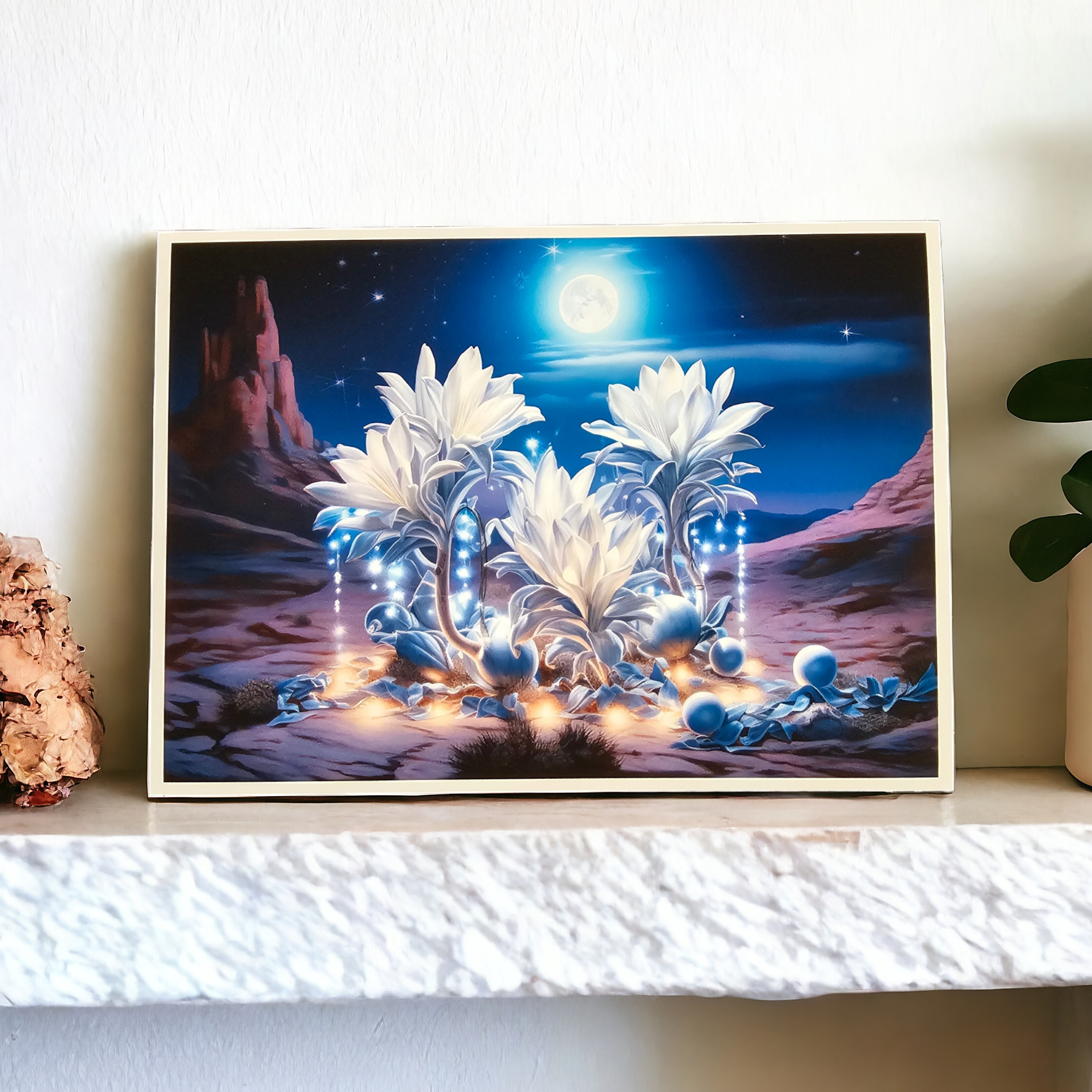 Desert Nights: Blue Moon Cactus Art Print